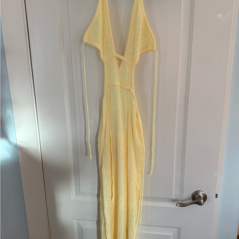 SHEIN Light Yellow Backless Dress